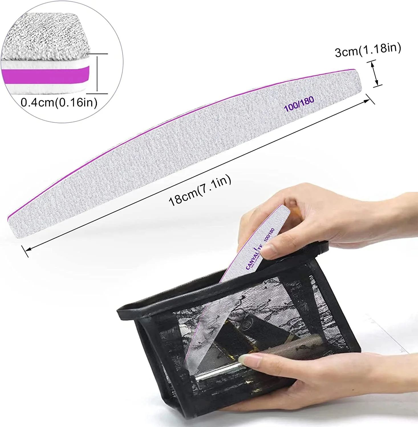 Professional Nail File Reusable Double-Sided Sandpaper (100/180 Grit) - Image 6