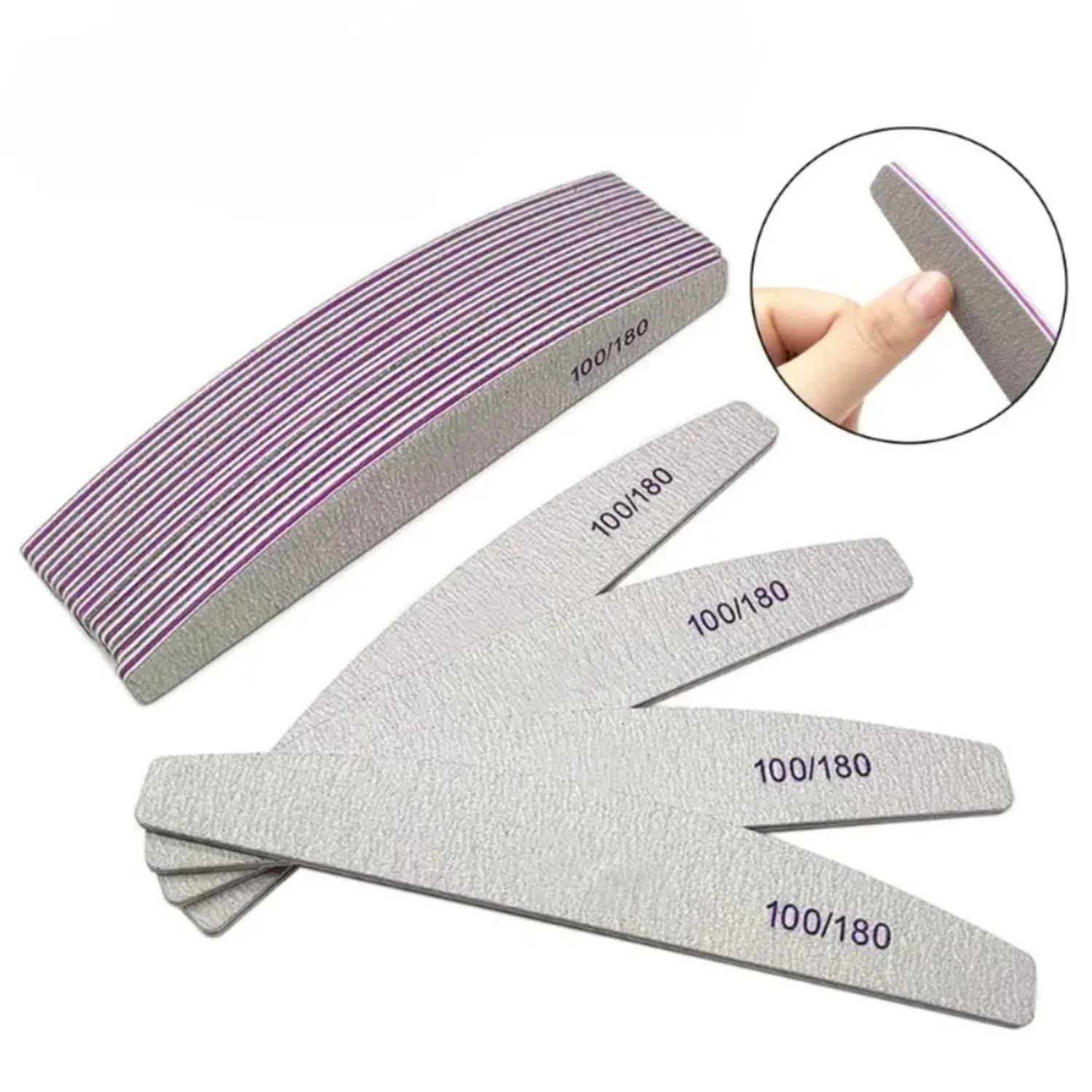 Professional Nail File Reusable Double-Sided Sandpaper (100/180 Grit)