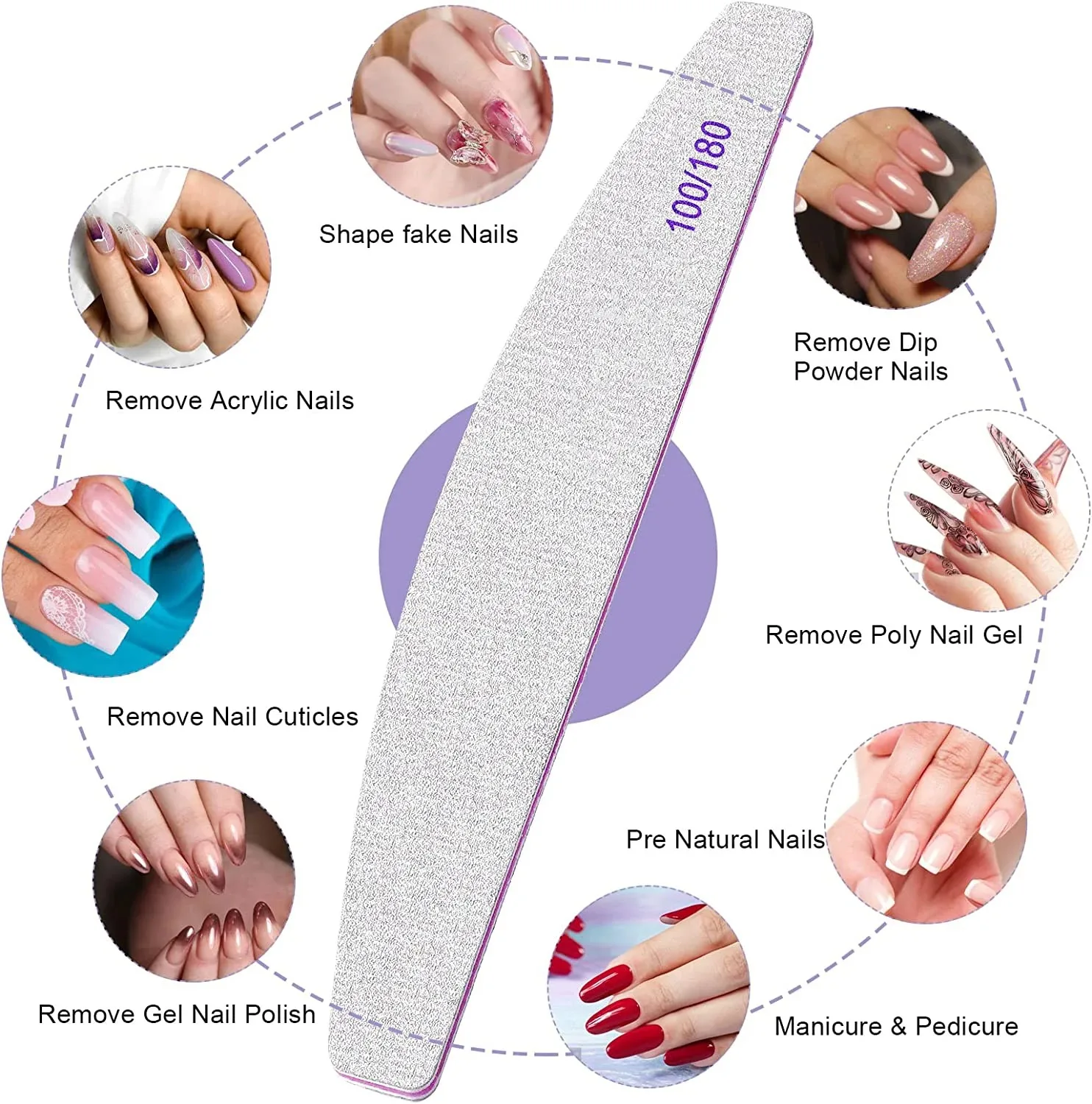 Professional Nail File Reusable Double-Sided Sandpaper (100/180 Grit) - Image 3